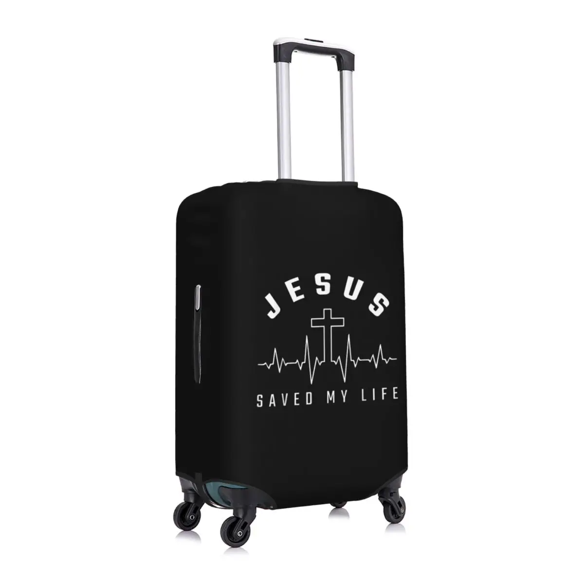 Custom Jesus Saved My Life Travel Luggage Cover Dust Proof Christian Religious Faith Suitcase Cover Protector Fit 18-32 Inch