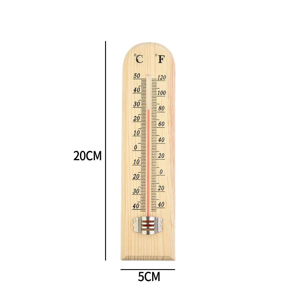 1pc Portable 200mm Wood Wall Hanging Thermometer Indoor/Outdoor/Garden House Garage Office Room Breeding Temperature Controller