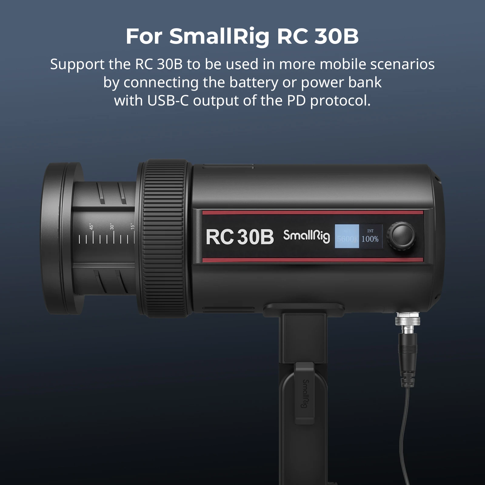 SmallRig USB-C to DC Power Cable, Specifically Designed for RC 30B COB Light, TPE Material Supports More Mobile Scenarios -4540