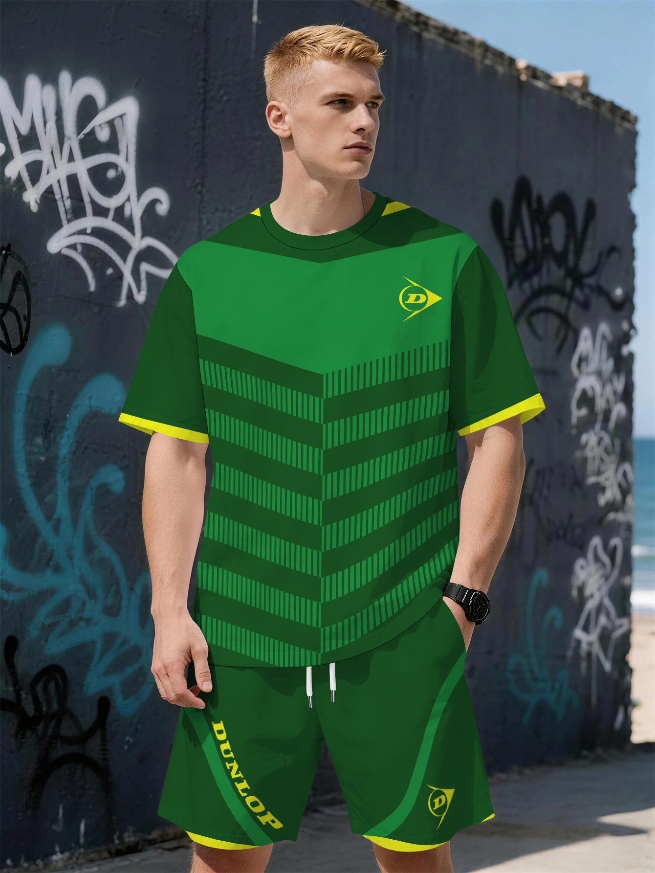 

2026 Summer New Men's Short-Sleeved Set with 3D Trendy Print Fashion Street Style Comfortable Lightweight and Soft