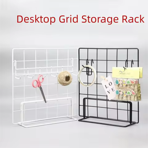 Modern Grid Display Rack Metal with Base Storage Rack Art Photo Display Desktop Stand Jewelry Booth Rack
