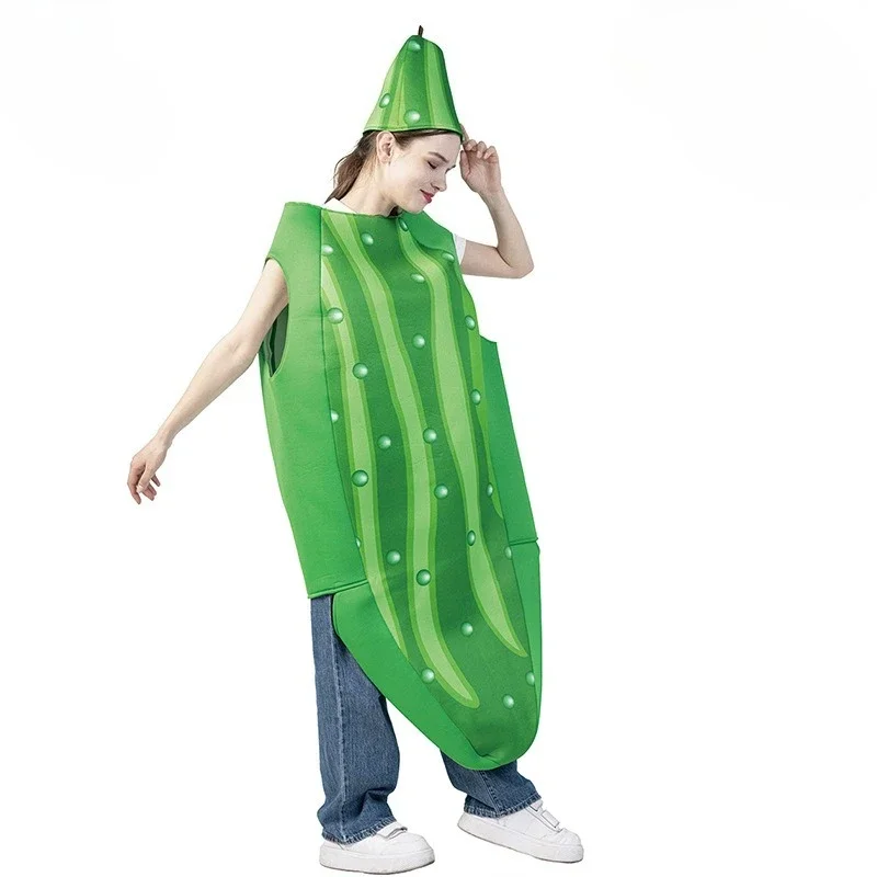 

Funny Cucumber Cosplay Costume Matching Couple Family Sponge Fruit Cos Suits for Adults Halloween Carnival Party Stage Shows