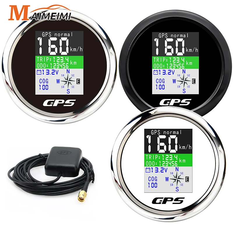 Universal 85mm Digital GPS Speedometer Odometer with GPS Antenna TFT Screen Waterproof Voltmeter for 12V Boat Car Motorcycle