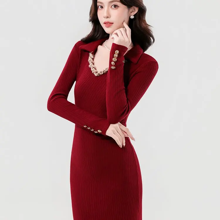 

Красная вязаная юбка-накидка Dr Ele: зимняя, нарядная, длинная, из мягкого полиэфирного волокна, для особых случаев