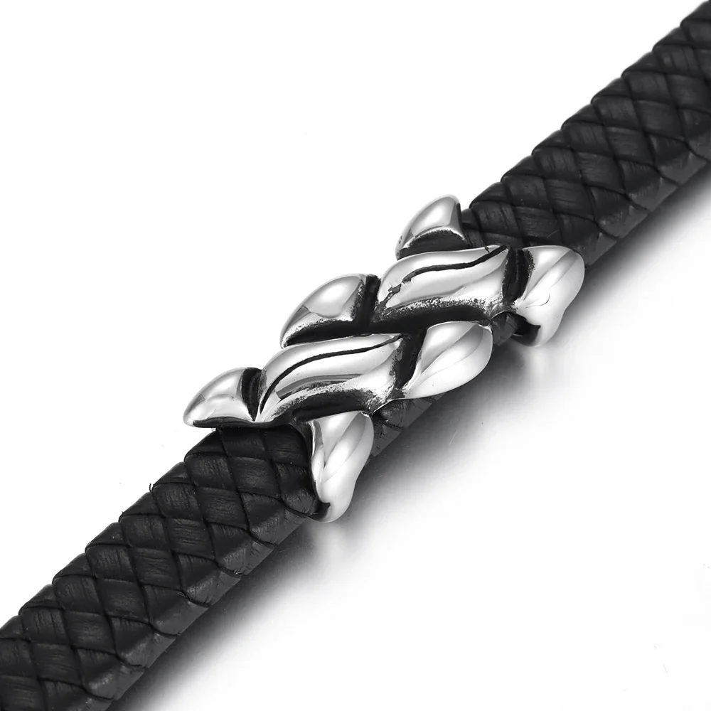 Stainless Steel Punk Slide Bead Armor Slider Charms Fit 12*6mm Flat Leather Cord Bracelet DIY Men Jewelry Making Supplies