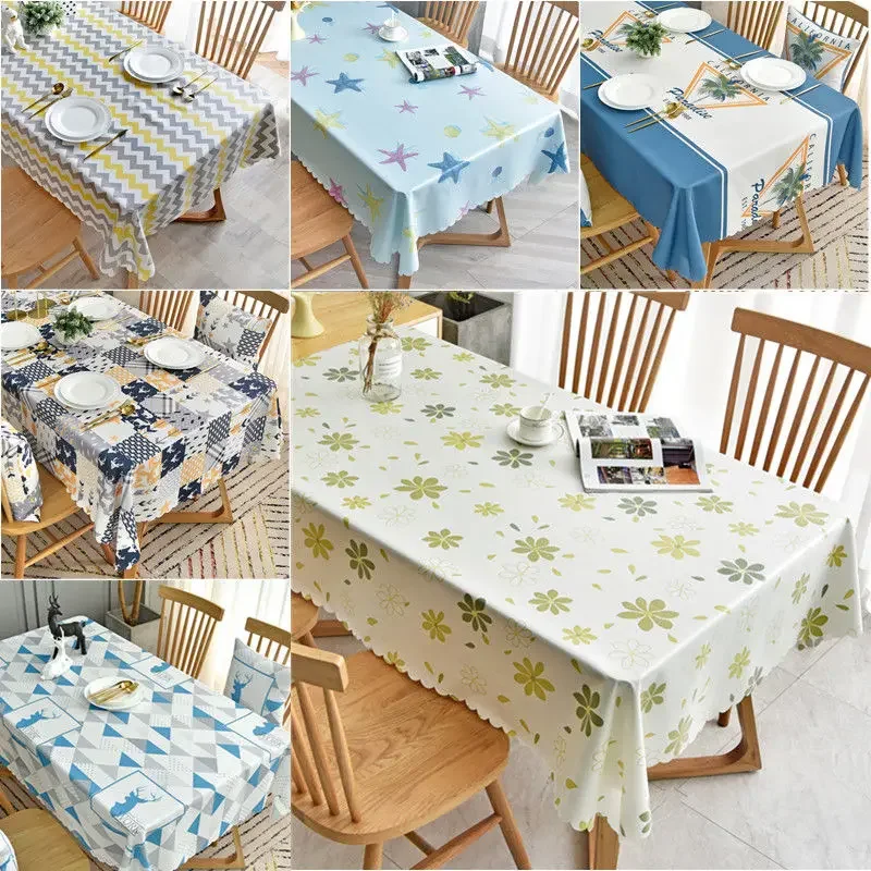 

Rectangular Tablecloth with Leaf Printed Waterproof Table Cover Japanese Style Square Dining Table Cloth Oilproof Elegant 138cm