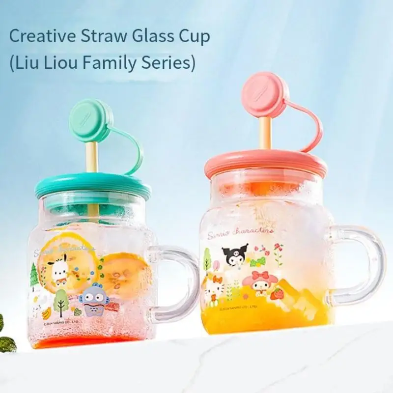 

Sanrio Melody мультяшная соломенная чашка для воды для девочек, новая термостойкая стеклянная чашка для офиса и дома, большая емкость, изысканный подарок