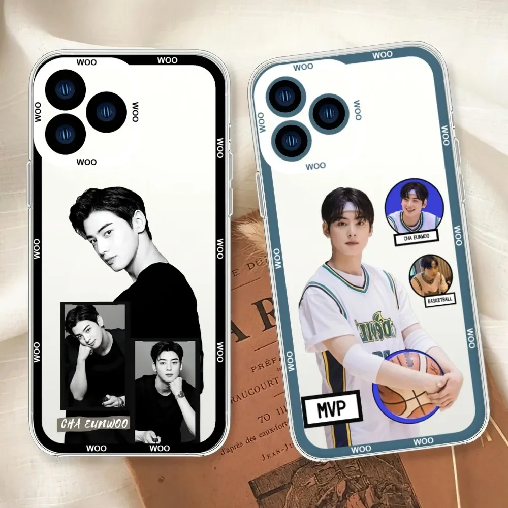 Kpop A-Astro C-Cha Eun Woo Phone Case For Samsung S20 S21 S22 S23 Fe Lite Plus Ultra Transparent Border Shell