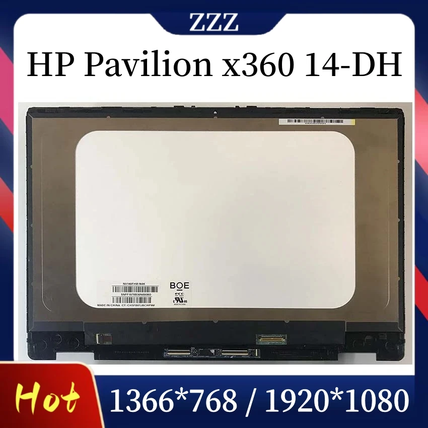 For HP Pavilion x360 14-DH 14-DW 14M-DW Laptop Touch Screen Digitizer LCD Display Assembly Replacement TPN-I137 TPN-W139