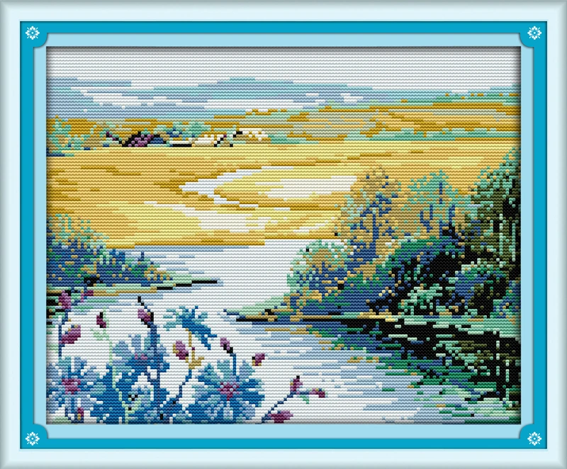 

Maydear Full Cross Stitch Kit, 11CT/14CT/16CT/9CT Aida Fabric,DMC Threads Sewing Pattern Embroidery Set-Beautiful Spring Se