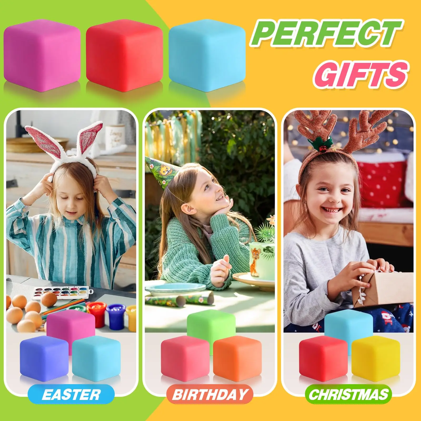 ลูกบาศก์บีบคลายเครียดแบบเพิ่มความรู้สึกช้าๆ ของเล่นบีบสควิชชี่ ของเล่นเสริมพัฒนาการสำหรับเด็กและผู้ใหญ่ ใช้ในห้องเรียน ของชำร่วยงานปาร์ตี้ บีบยืดได้