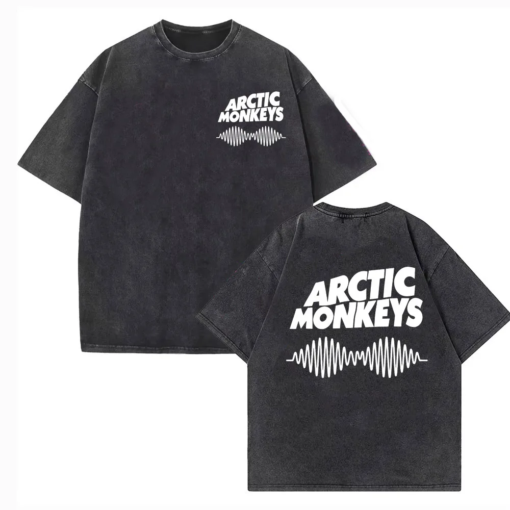 

Arctic Monkeys Washed Shirt Cotton High Quality male University Classic aesthetic t shirt streetwear Breathable Graphic Retro