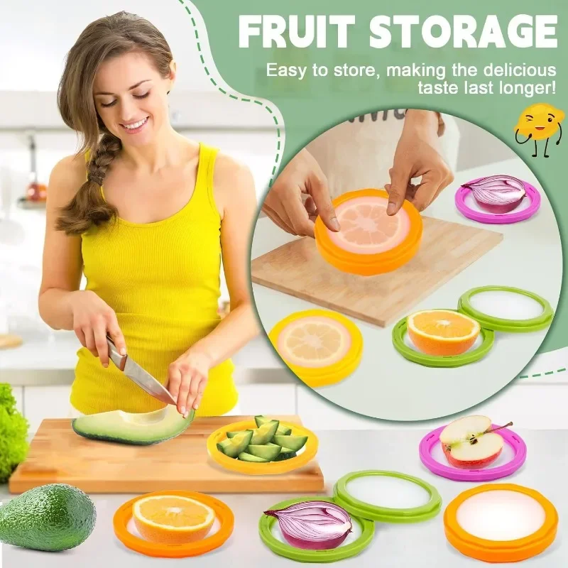 Silicone Food Storage Container Double Sided Lid Mini Fridge Organizer for Fruits Vegetables Fresh Keeping Kitchen Box