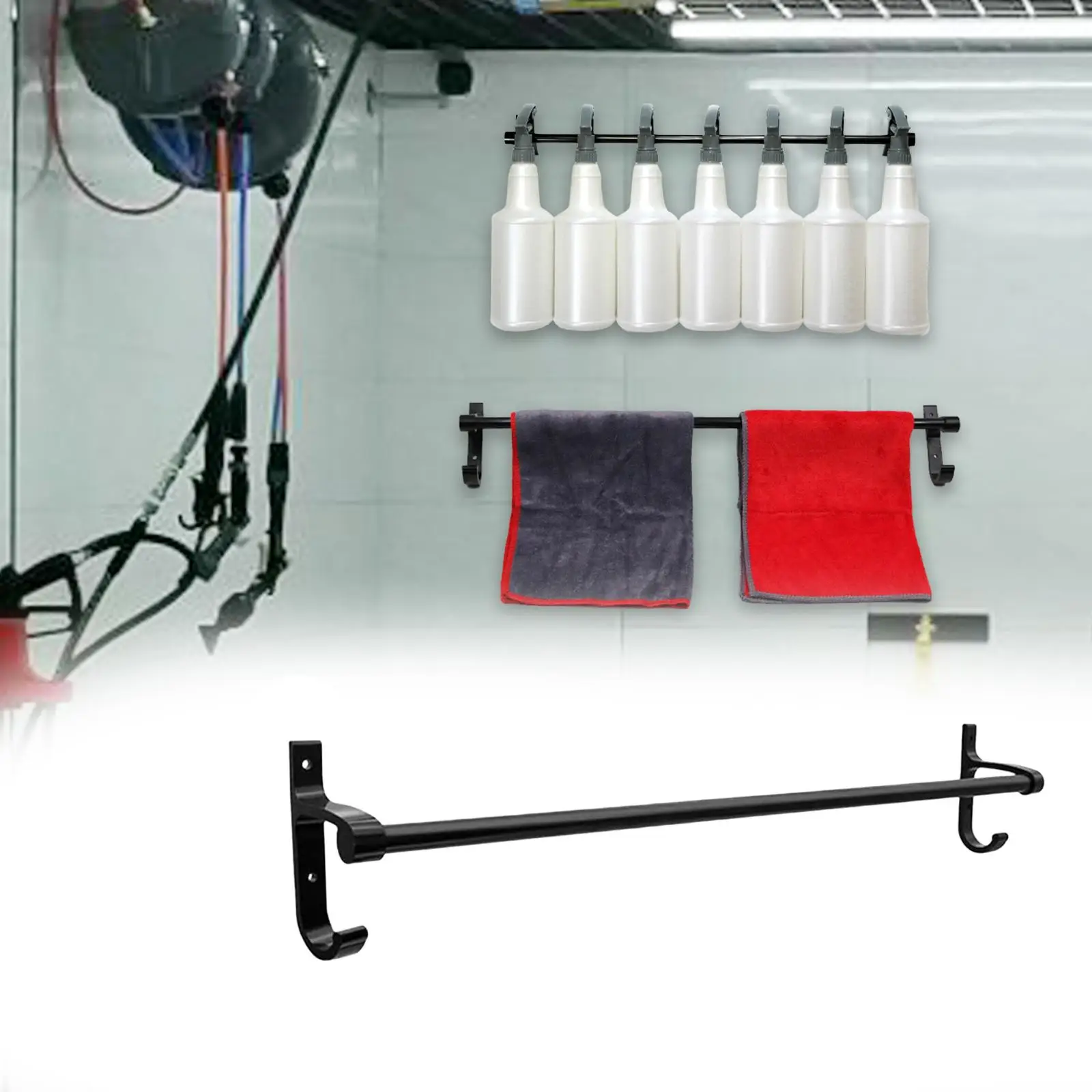 Multifunction Spray Bottle Holder Wall Mounted Organizer Bottle Display Rack for Garage and Kitchen