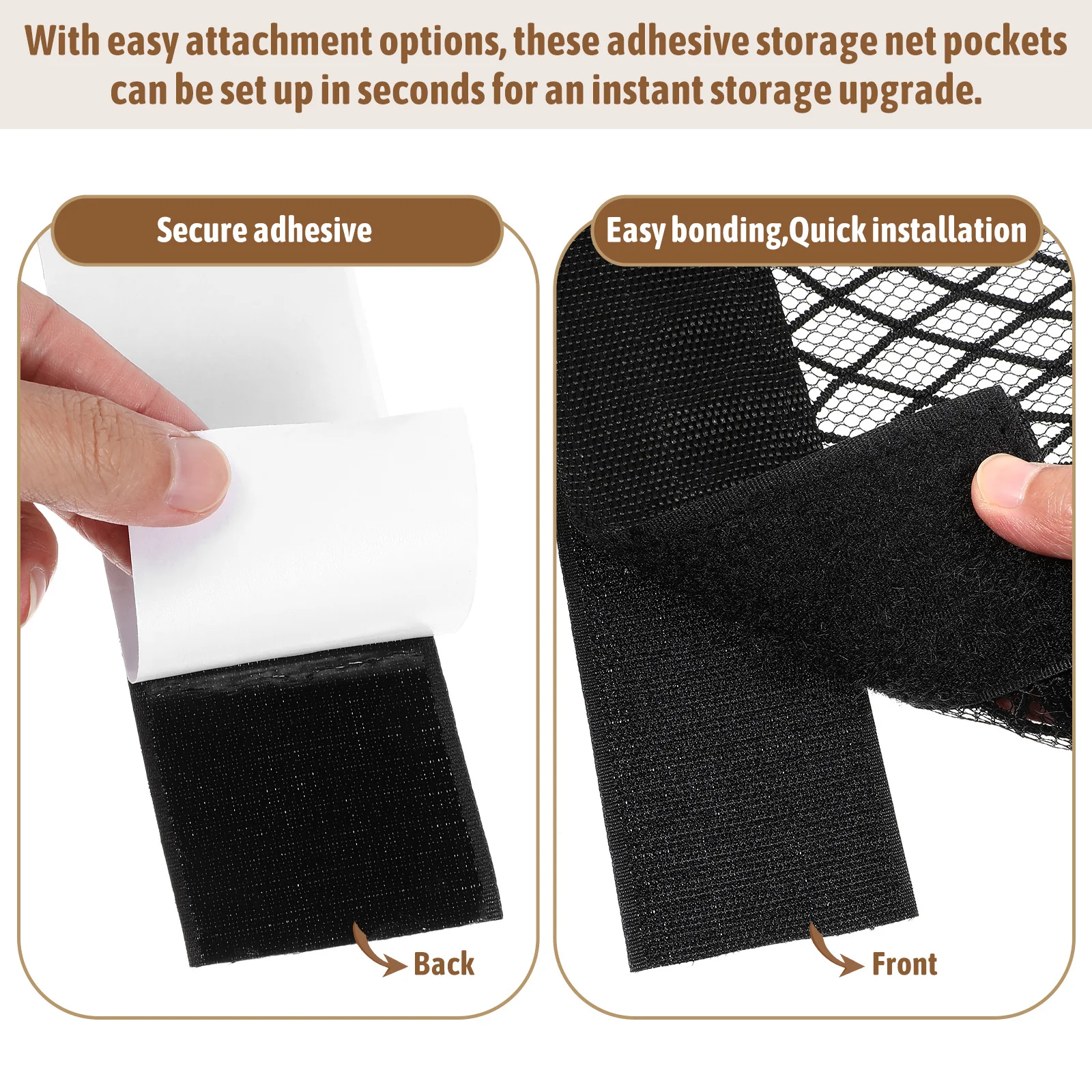 4Pcs Tape Storage Mesh Net Adhesive Elastic Car Trunk Organizer Cargo Back Storage Net Bag Wall Organizer