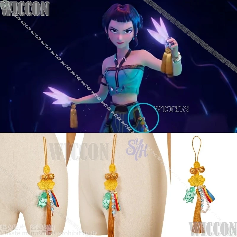 Disfraz de Anime Demon Cosplay Zoey con nudo chino, accesorios bonitos, colgante con nombre de tortuga Zoey, accesorios para niñas Jirai Kei, Comic Con de Halloween