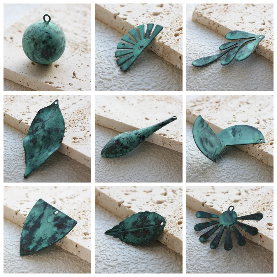 One Piece Hand Made Green Patina Charm - Varies Shapes and Size (PTA-c)