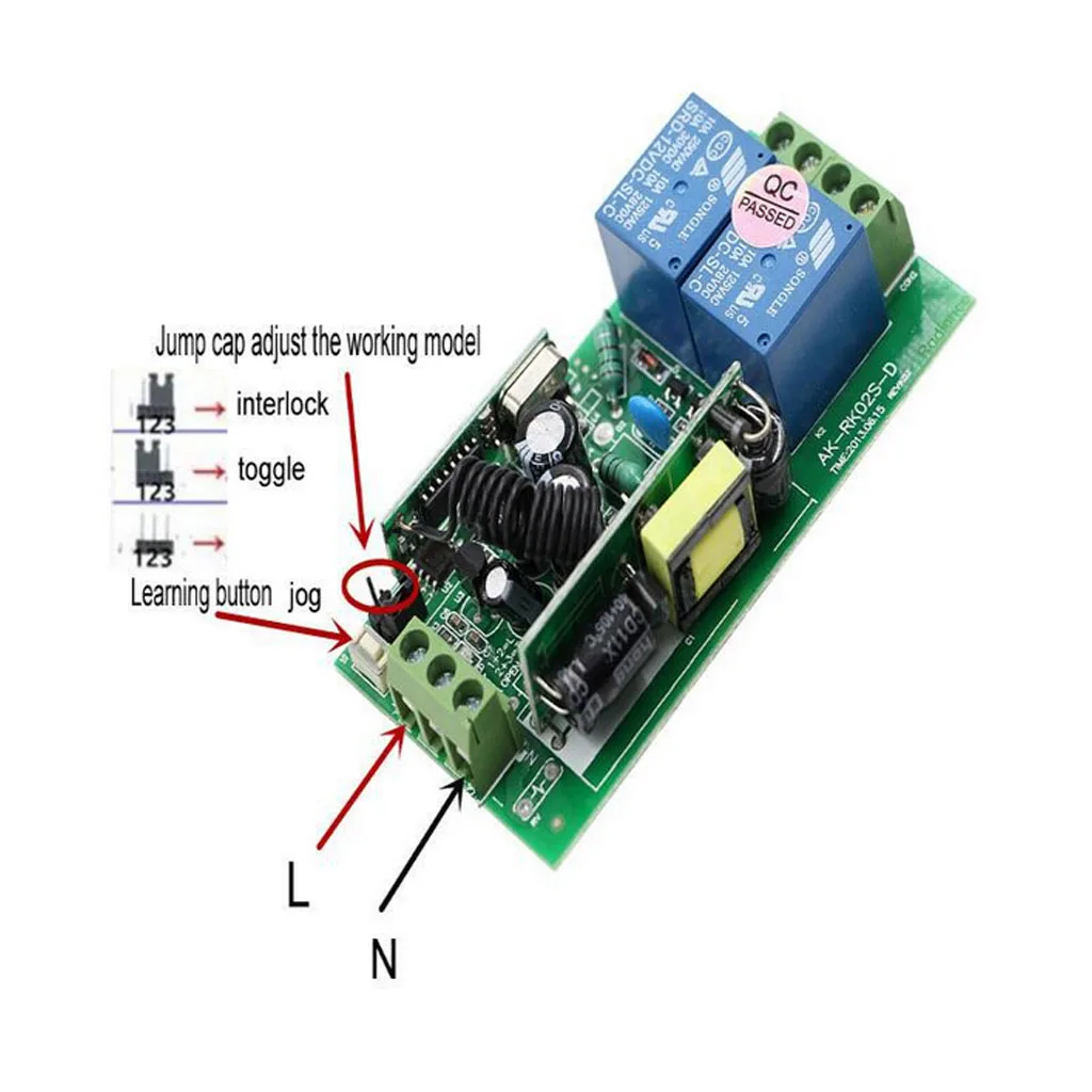 Remote Control Relay Switch 2 Channel 10A Load High Voltage Sensitive Relay for Garage Lighting Control