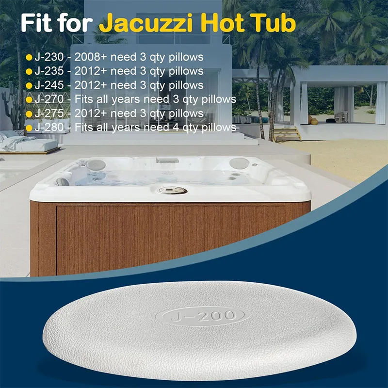 2472-828 J-200 Spa Pillow Replacement for 2008 and Newer Jacuzzi J-200 Series Hot Tub Spa Pillow Headrest (1-Pack)