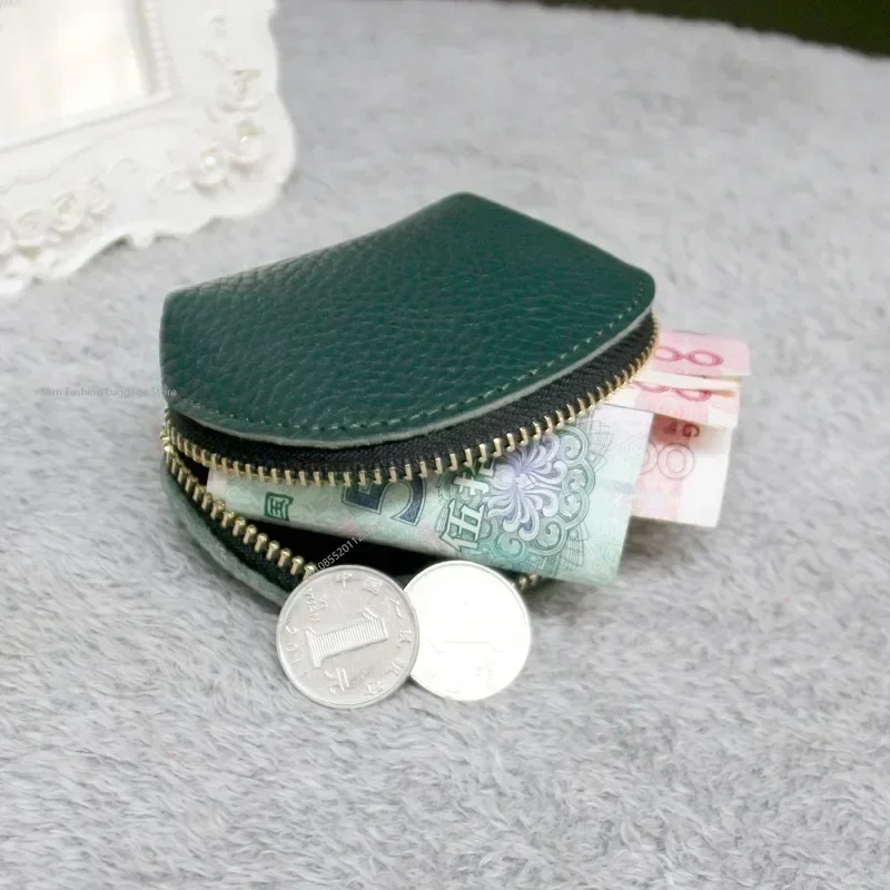 2025 New Minimalist Retro Mini Coin Purse Fashionable Cowhide Small Wallet Casual Women's Leather Dumpling Lightweight Coin Bags