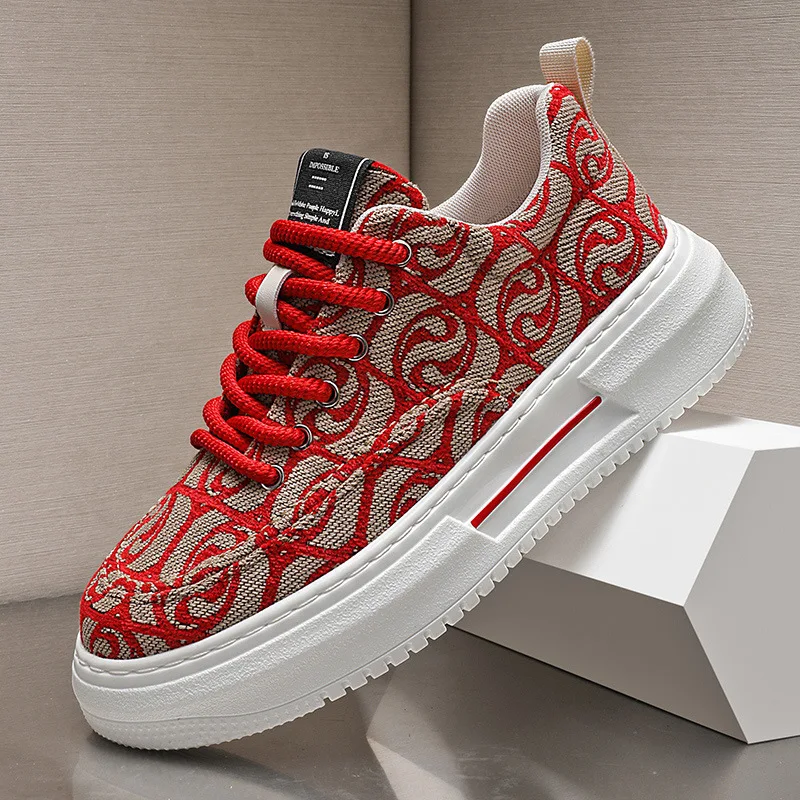 

Sneakers Men 2026 Fashion Prints Men's Platform Canvas Shoes Low Top Designer Casual Loafers Flat Vulcanized Shoes Men Footwear