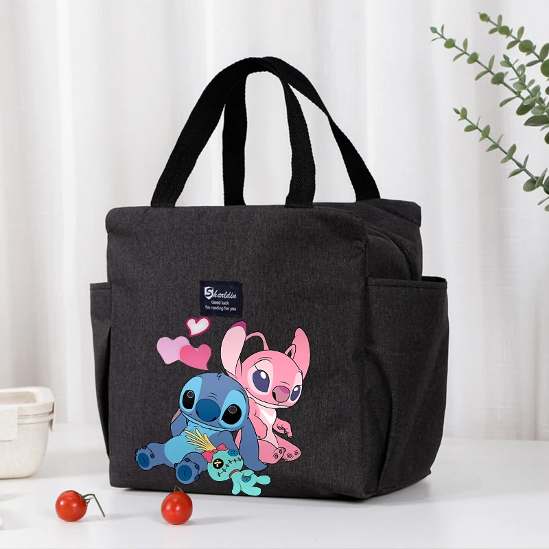 Disney Lilo&stitch Portable Lunch Drink Carrier Insulated Bag Fresh Cooler Pouch Food Thermal Box Tote Food Picnic Container Bag