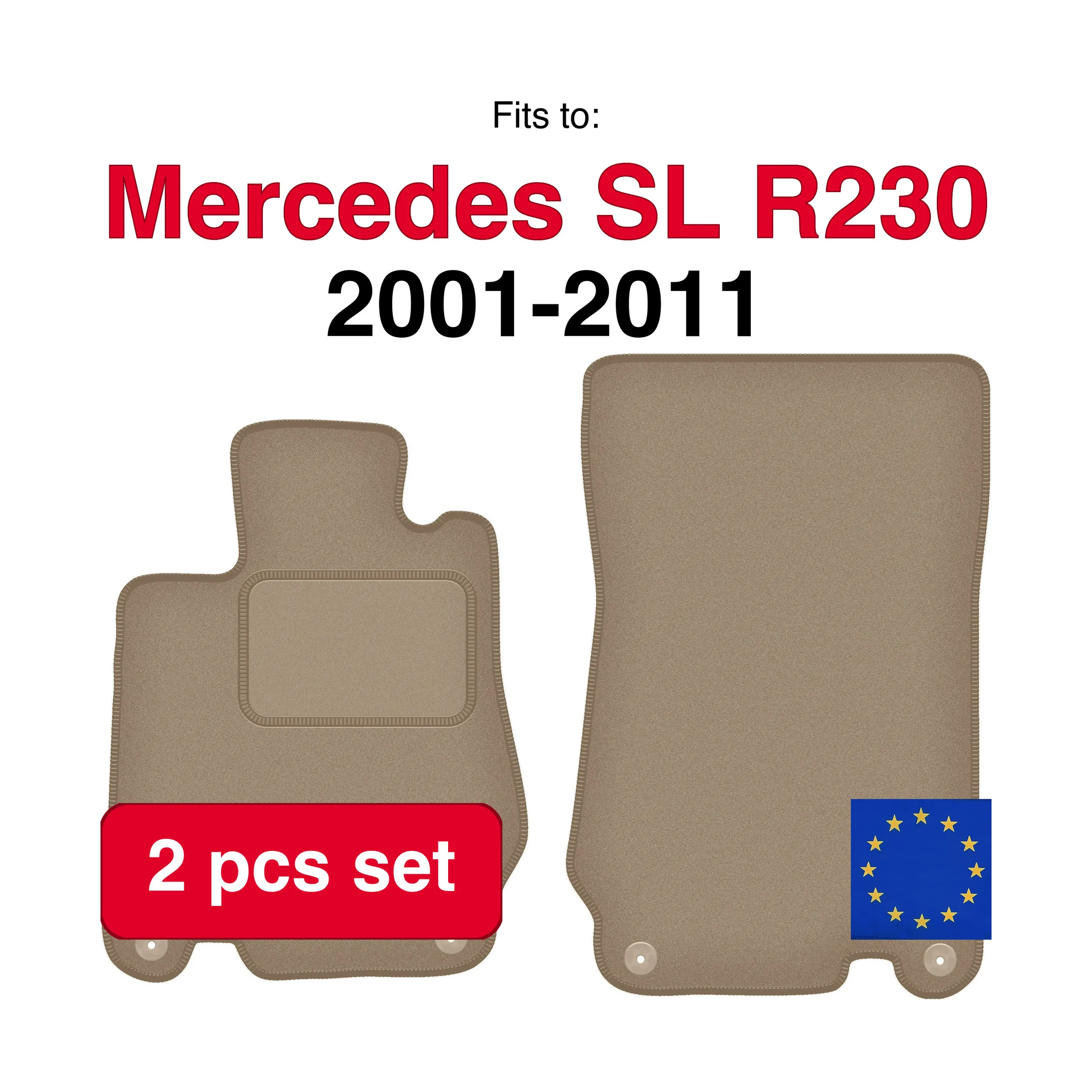 Image of Mercedes SL R230 Roadster (2001-2011) – beige Auto mit Velour-Fußmatten ausgestattet