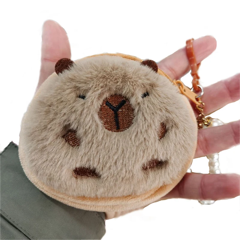 Fun Cute Small Animal Wallet Cartoon Capybara Plush Coin Purse Money Change Pouch Girls Kids Lovely Headphone Storage Bag Gift