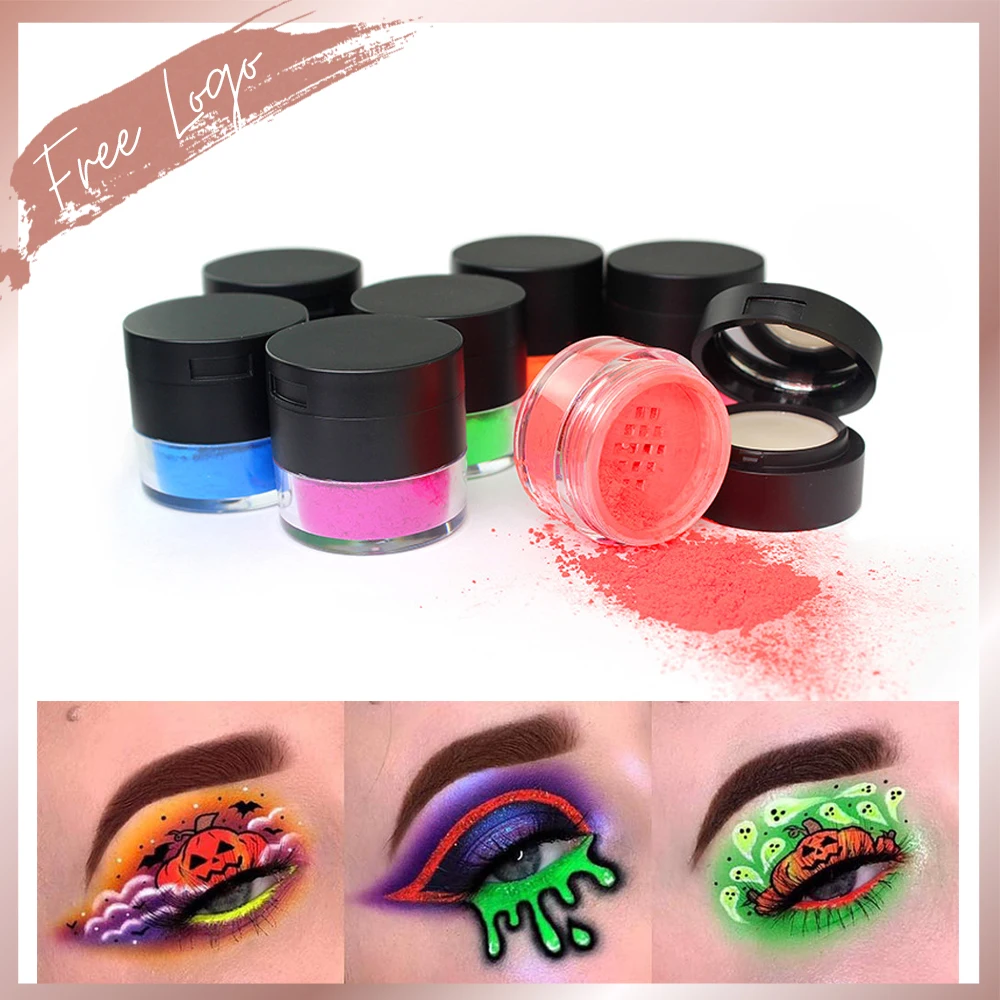 Neon Pigment อายแชโดว์ฉลากส่วนตัว Powder Bright Glow สีสายรุ้งอายแชโดว์เรืองแสง Matte Mica Dye Colorant แต่งหน้า