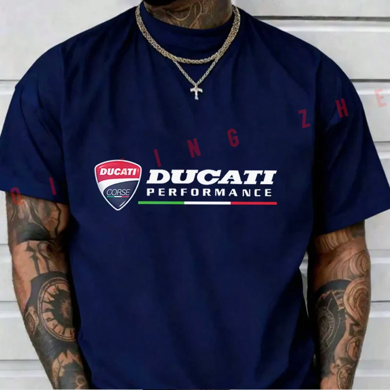 New Motorcycle T-Shirt Motorbike Ducati Corse-Performance Cotton Adventure Tshirt Men's Fashion Summer Casual Round Neck Top Tee