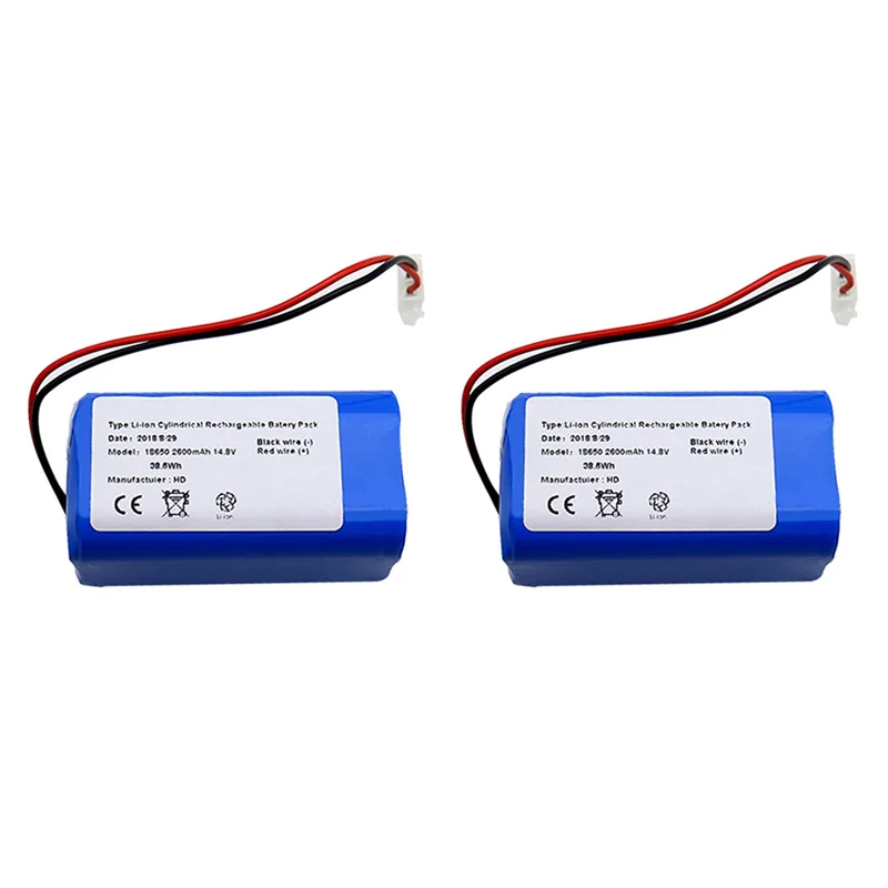 

2X Rechargeable For Ilife Ecovacs Battery 14.8V 2600Mah Robotic Vacuum Cleaner Parts For Chuwi Ilife A4 A4S A6-TCE