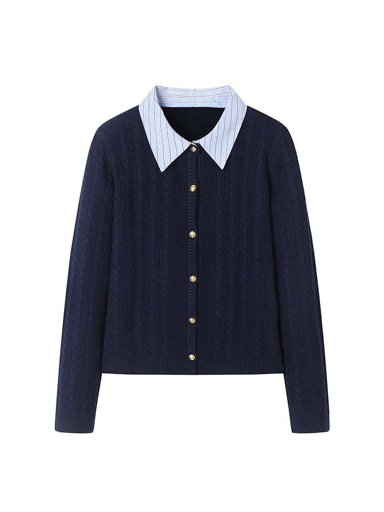 Original Tail Single Cárdigan de punto para mujer cuello ort irt Pretzel diseño de flores Otoño Invierno nuevo Sle Long Sve Po...