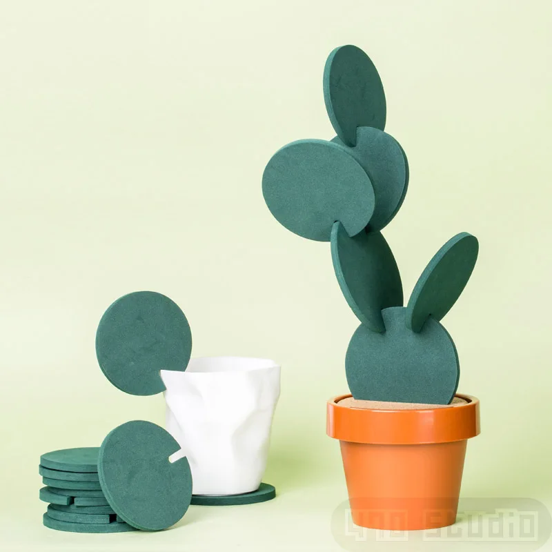 Cactus Non-slip Creative Coaster Insulated Tea Mat DIY Home Tableware Coffee Cup Holder Coaster Flower Cactus Shaped Cup Holder