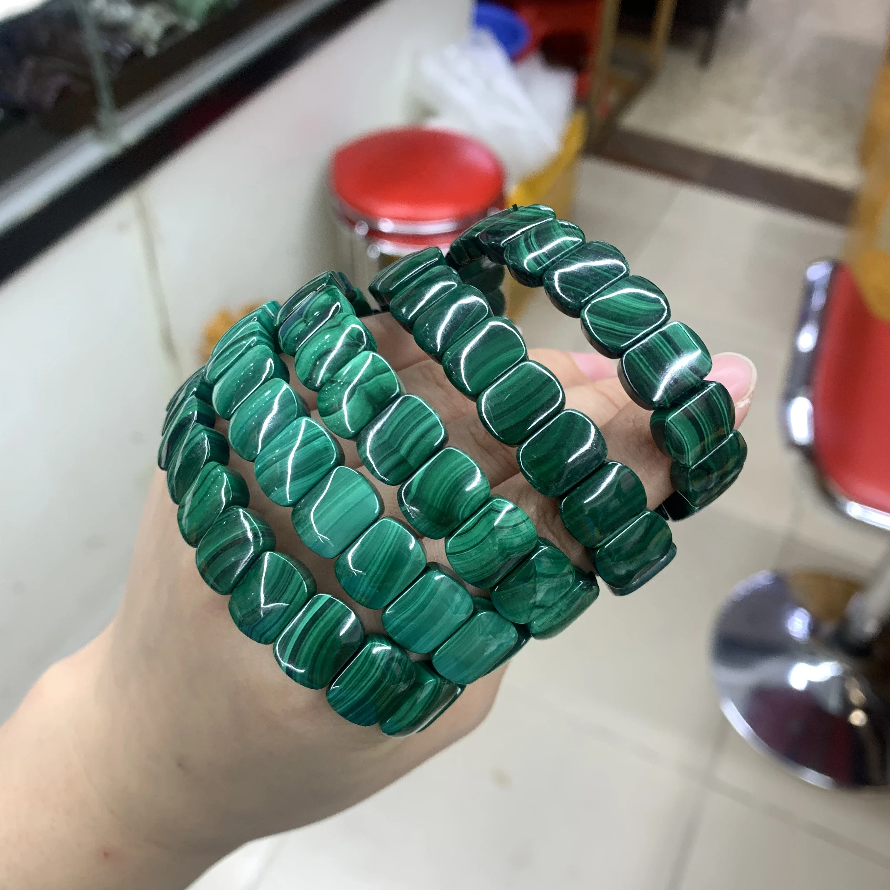 New Natural Malachite Stone Beads Charming Energy Braclet Natural Gemstone Bangle Fine Jewelry  for Woman for Gift  Wholesale !