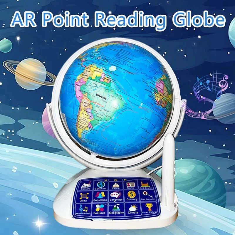 AR Globe For Kids Education Talking Interactive Globe Early Childhood Learning Built-In Constellation Light Globe