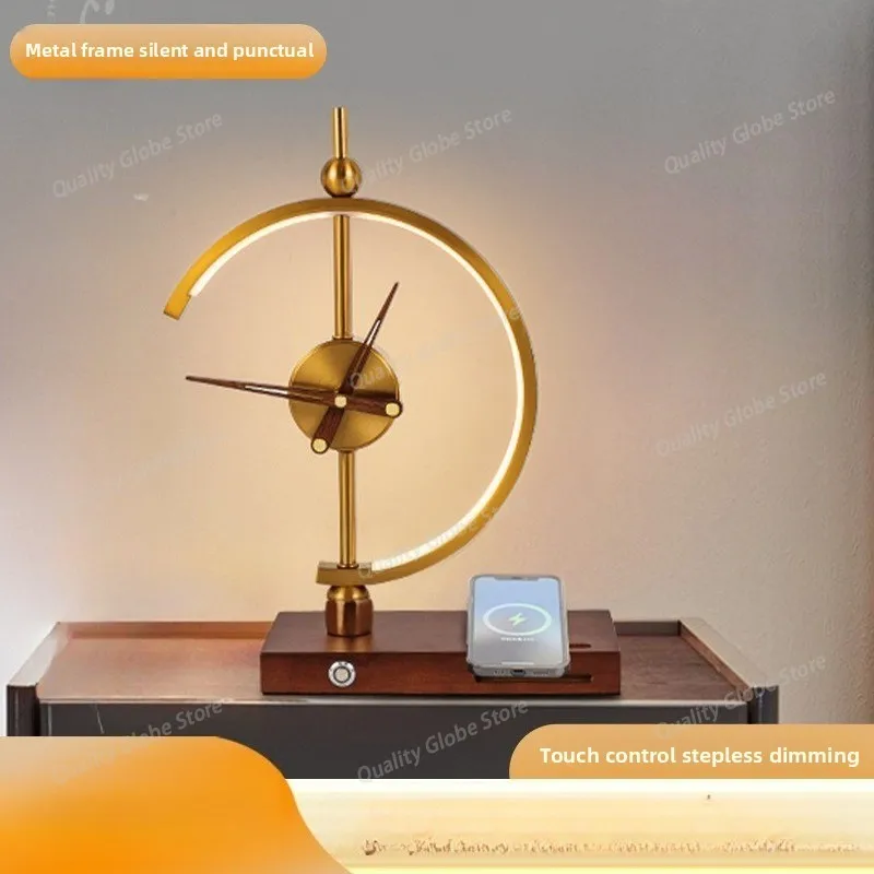 

Dimmable Smart Charging Desktop Ornament Gift Gift Modern Light Luxury Creative Clock Desk Lamp