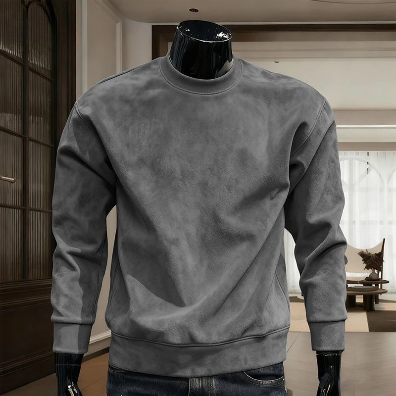 

Spring Autumn Pullover Shirt Long-sleeved T-shirt Round Neck Loose and Base Shirt for Winter Men Women Basic Tee Casual Wear