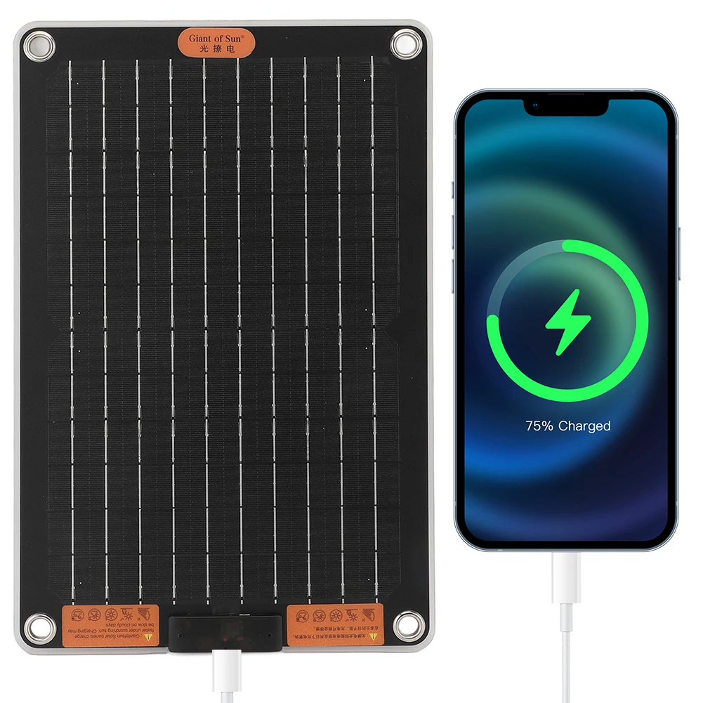 

15W Portable Solar Panel with 2 USB Ports Solar Charger Waterproof Solar Charging Panel for Outdoor Camping Phone Charger