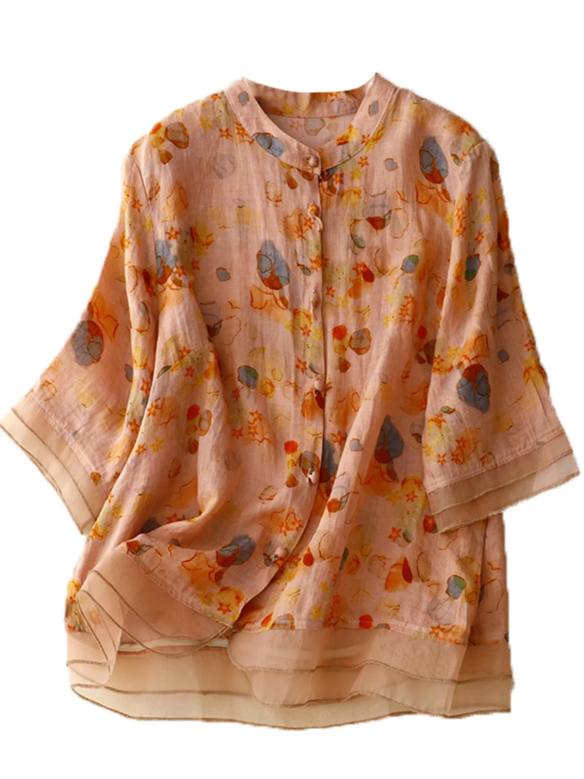 Retro Splicing Cotton Linen ort Sve irt Women's Vintage Patchwork European Tulle Quali Cotton Linen Top