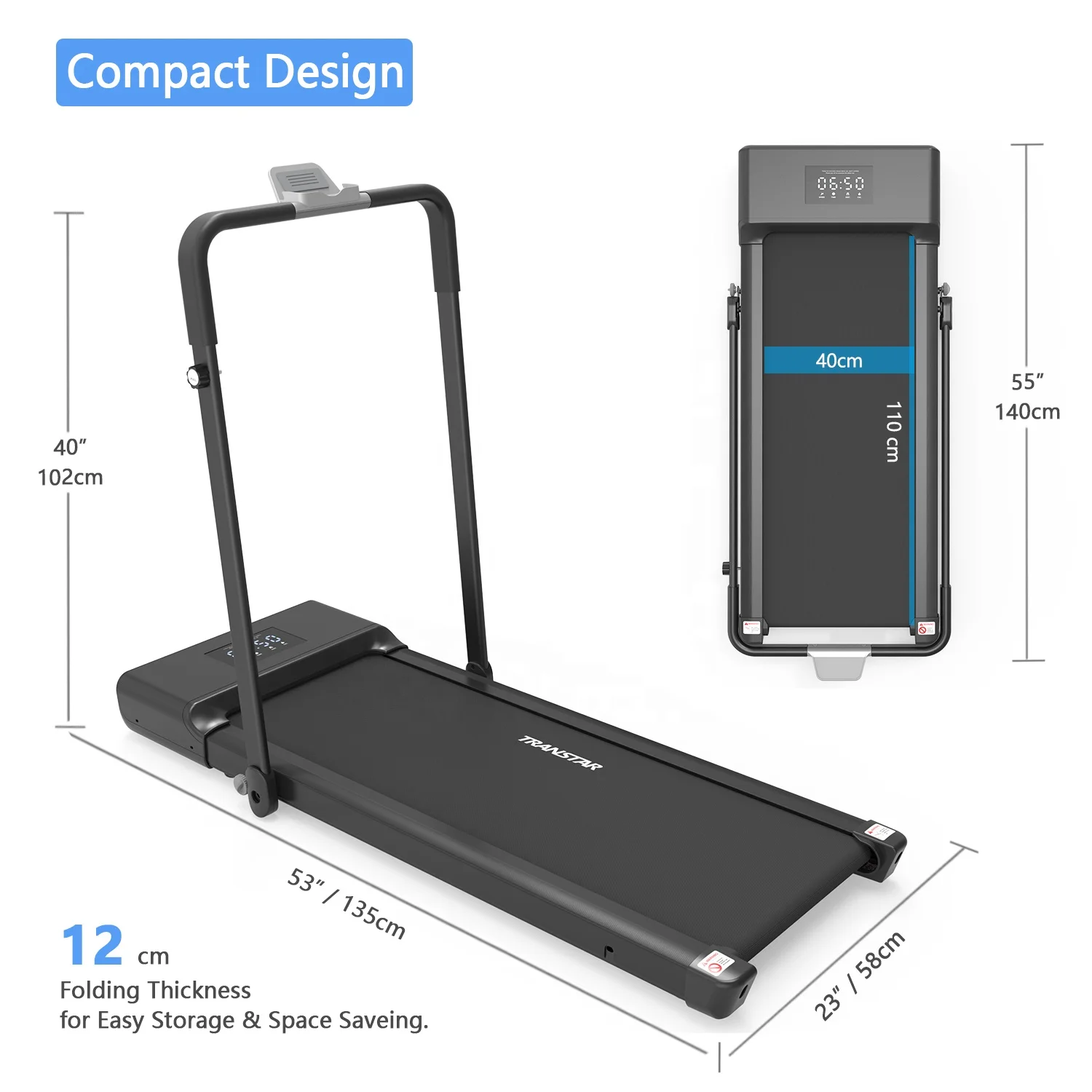 Home Use Under Bed Desk Small Walk Treadmill Foldable Portable Walking Pad with Handle