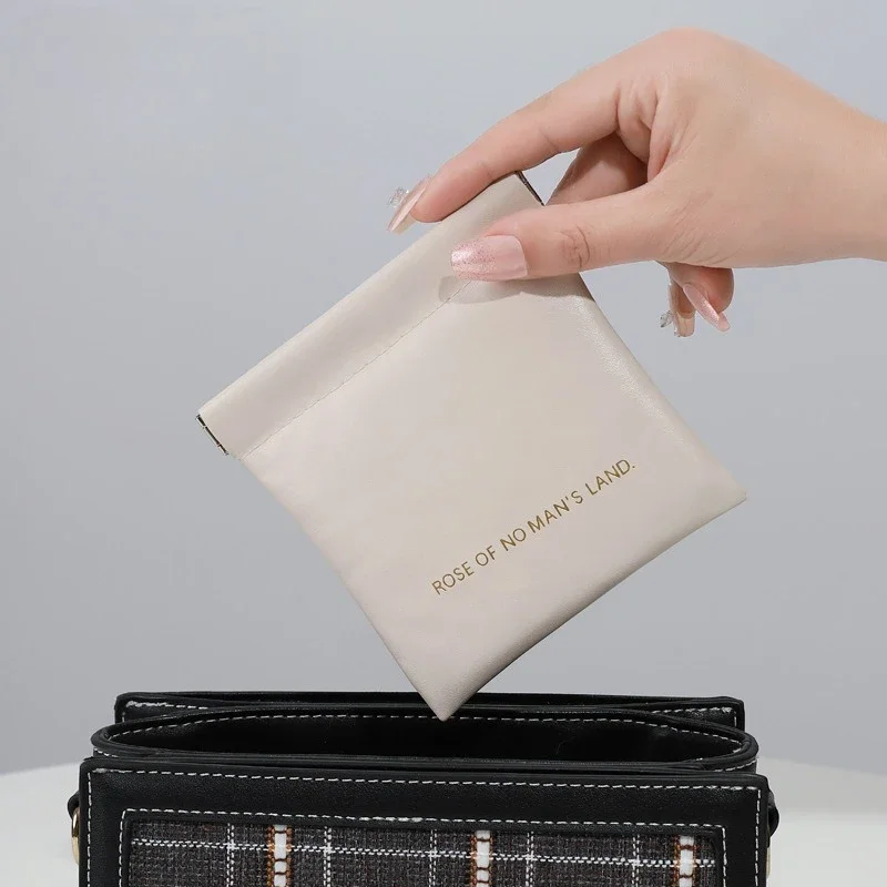 Bullet Storage Bag with Automatic Closure, Wired Headphone Storage Bag, PU Coin Purse, Mini Portable Lipstick and Makeup Bag