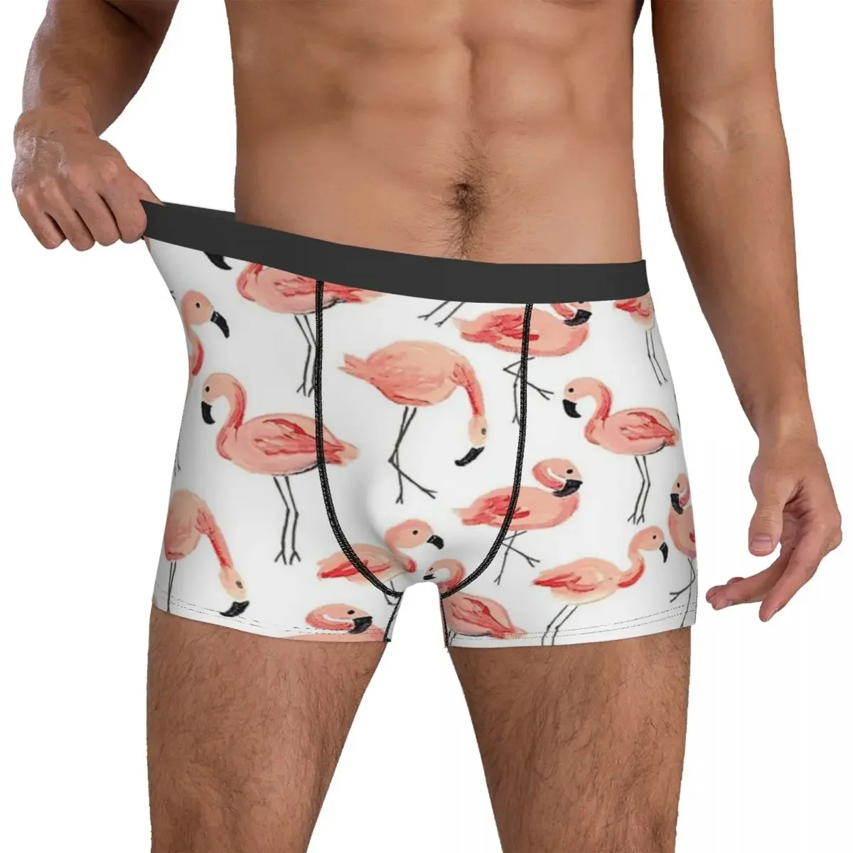 Boxer respirant pour homme, caleçon, culotte, flamant rose, culotte tropicale, sous-vêtement pour les zones me, cadeau pour petit ami