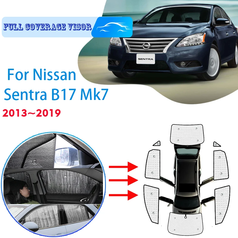 

Car Full Coverages Sunshades For Nissan Sentra B17 Mk7 2013~2019 2015 Anti-UV Car Sunscreen Window Sunshade Cover Accessories