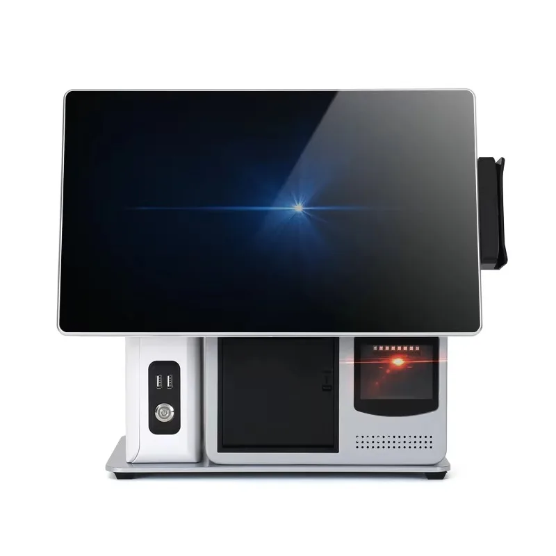 2026 Factory Direct Sale ST9200D Dual Screen Touch Aluminium Alloy 80mm Thermal Printing POS Equipment