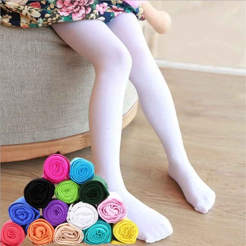 Kids Pantyhose Solid White Ballet Dance Tights for Children Girls Candy Color Velvet Stockings Sock Pants for Baby Girl Leggings