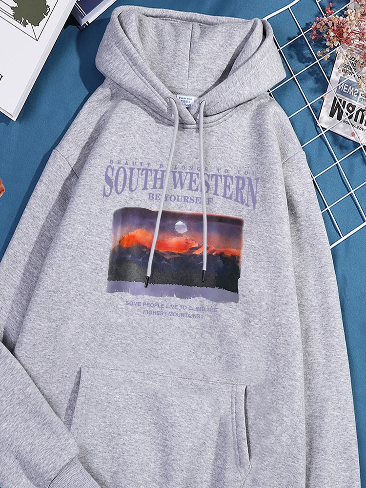 Southwest Scenery Print Hoodie For Women Harajuku Drawstring Sweatshirts Causual Stylish Hoodies Unique Everyday Comfy Clothes