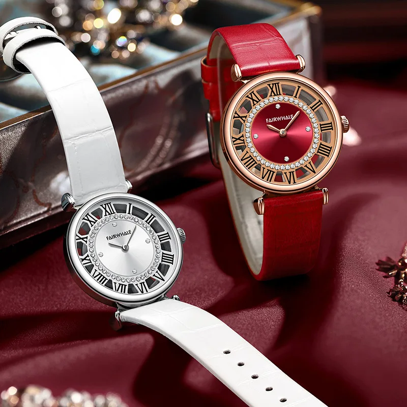 Mark Fairwhale 3580 Leather Women's Quartz Watch Casual Wristwatch Luxury Ladies Watch Gift Watches For Women Clock reloj mujer