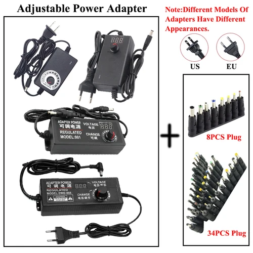 Imagen 2 del producto Adaptador de fuente de alimentación ajustable AC 220V 110V a DC 3V 9V 12V 24V 36V adaptador Universal 220 110 V a 12 24 V con 8 enchufes 34 enchufes