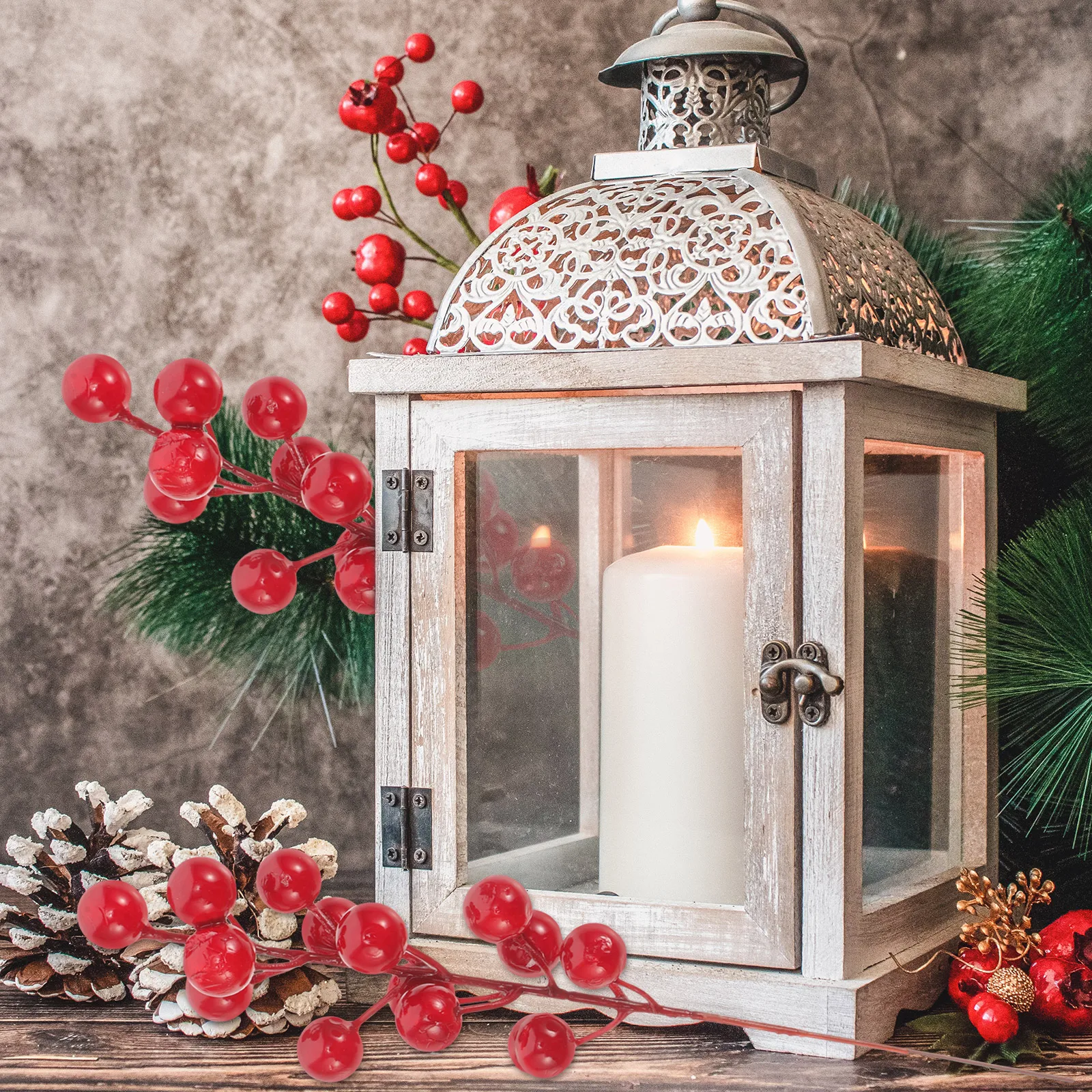 

12 шт. искусственных веток с ягодами, красные ягодные стебли для рождественского декора, украшения для домашнего стола, искусственные цветы