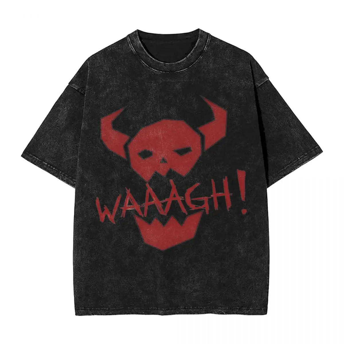 Ork WAAAGH T Shirt Washed Short Sleeve Oversize T-Shirts W-Warhammer 40k Casual Men Women Tops Streetwear Summer Tee Shirt